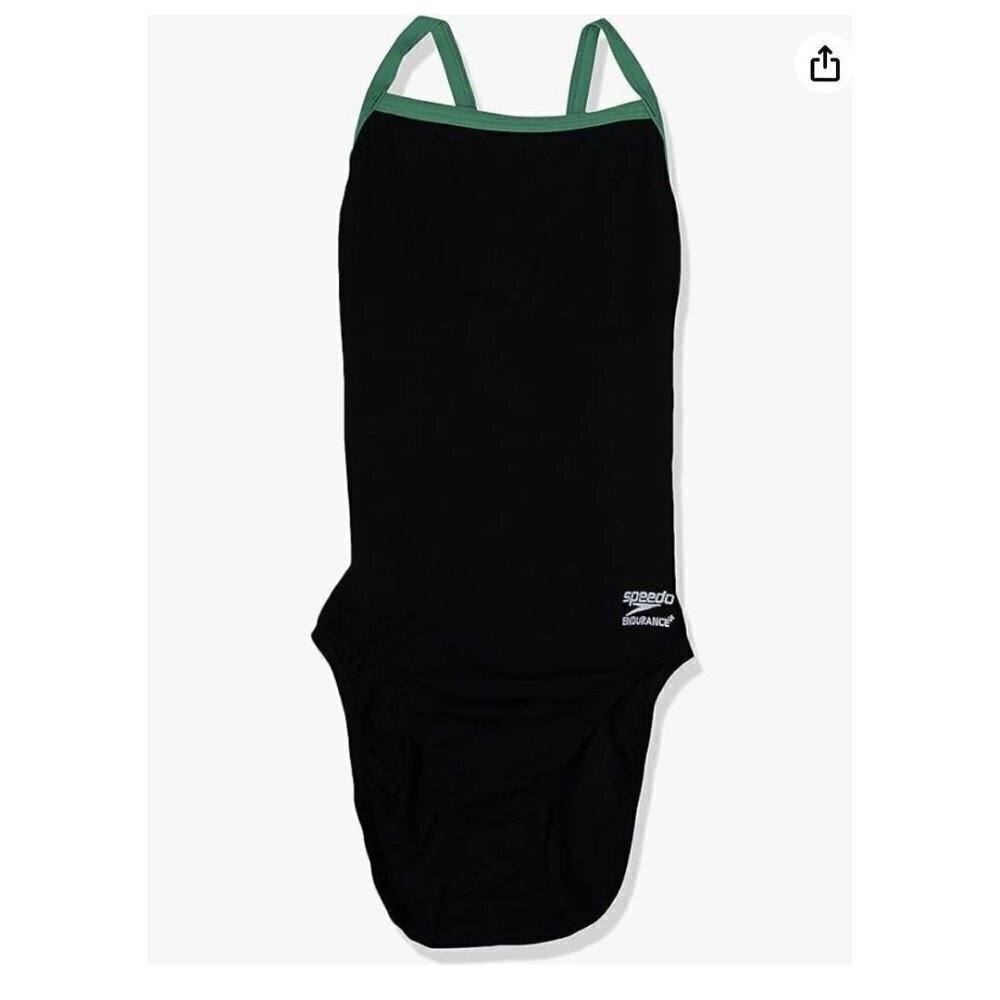 Speedo Solid Black One Piece Endurance Swimsuit Sz 28